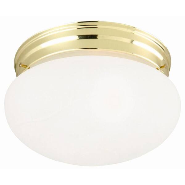 Design House 2-Light Polished Brass with Frosted Etched Glass Ceiling Light Fixture-DISCONTINUED