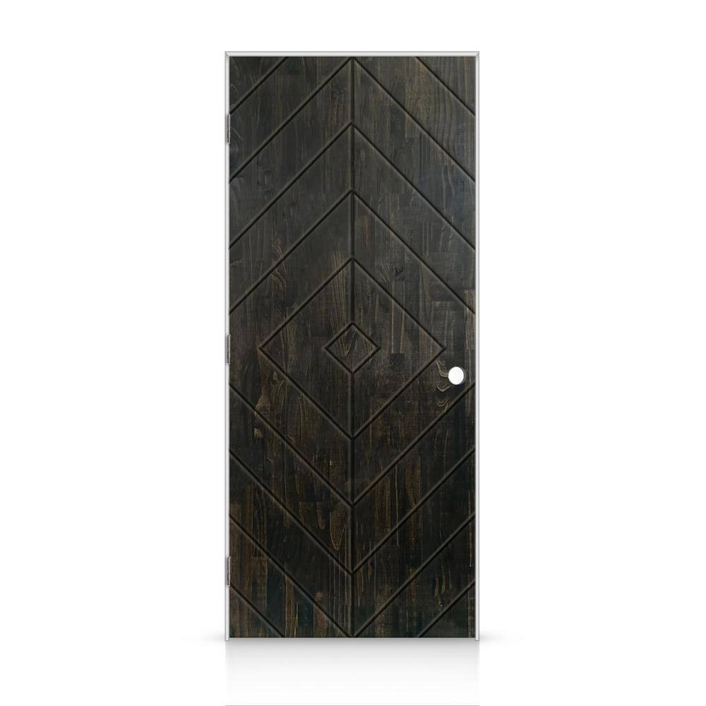 26 in. x 80 in. Diamond Right-Handed Hollow-Core Charcoal Black Stained Smooth Pine Wood Single Prehung Interior Door price history on PriceWatchPro