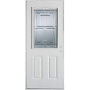 32 in. x 80 in. Architectural 1/2 Lite 2-Panel Painted White Left-Hand Inswing Steel Prehung Front Door
