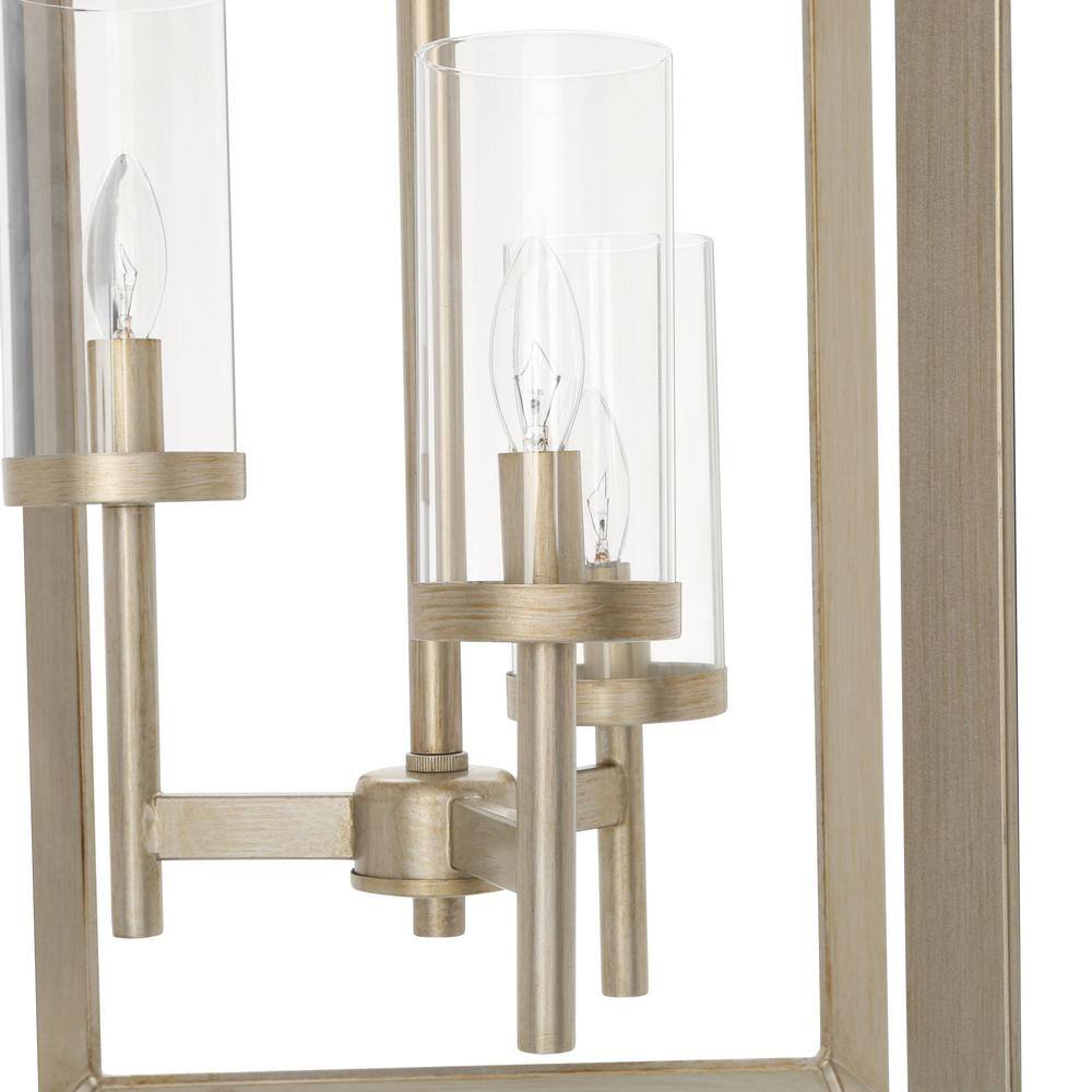 White Gold 3-Light Pendant with Clear Glass Shade