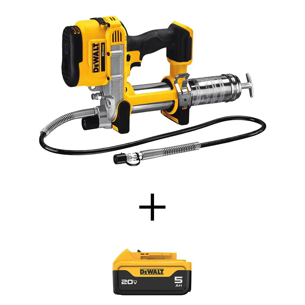 20V MAX Cordless 10,000 PSI Variable Speed Grease Gun and (1) 20V MAX Premium Lithium-Ion 5.0Ah Battery -  DEWALT, DCGG571BW205