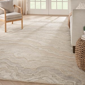 Graceful Beige 9 ft. x 12 ft. Abstract Contemporary Area Rug