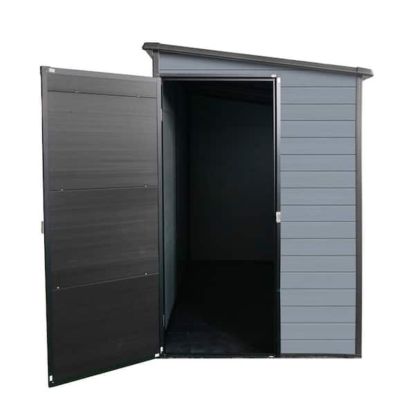 Noble House Yara 4 ft. x 8 ft. Black + Grey Resin Outdoor Storage