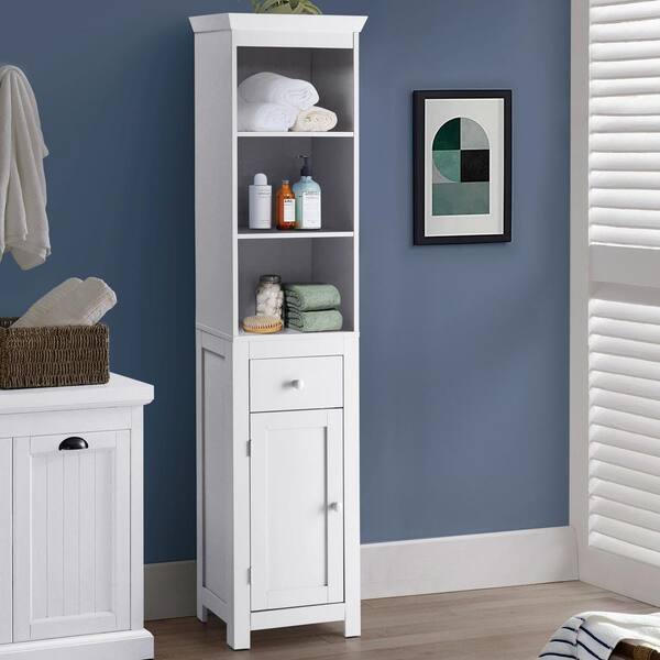 Elegant Home Fashions Delaney 26-in W x 34.25-in H x 12.5-in D White MDF Freestanding Linen Cabinet Elegant Home Fashions Delaney 26-in W x 34.25-in H x 12.5-in D White MDF Freestanding Linen Cabinet