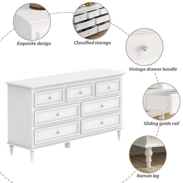 FUFU&GAGA High Gloss White Wood 8-Drawer Chest of Drawers Storage Organizer  With LED Lights (63 in. W x 30.9 in. H x 15.7 in. D) KF020326-01 - The Home  Depot