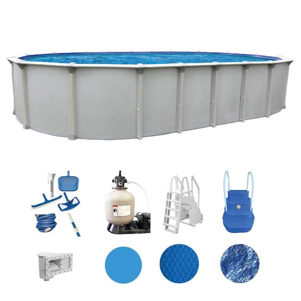 Huntington 15 ft. x 31 ft. Oval 54 in. Deep Above Ground Hard Sided Deluxe Pool Package