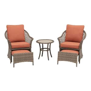 Valley Spring 5-Piece Wicker Patio Conversation Set with Sienna Cushions