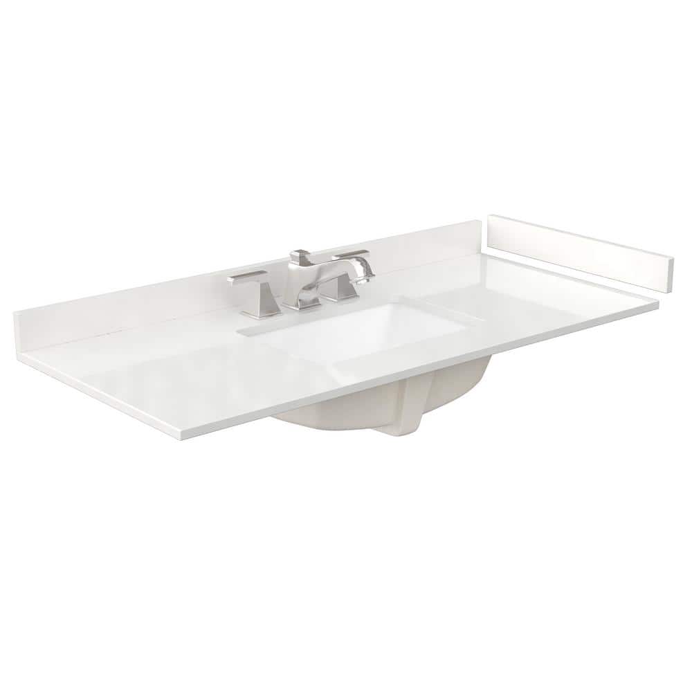 48 in. W x 22 in. D Quartz White Rectangular Single Sink Bathroom Vanity Top in White price history on PriceWatchPro