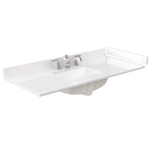 48 in. W x 22 in. D Quartz White Rectangular Single Sink Bathroom Vanity Top in White