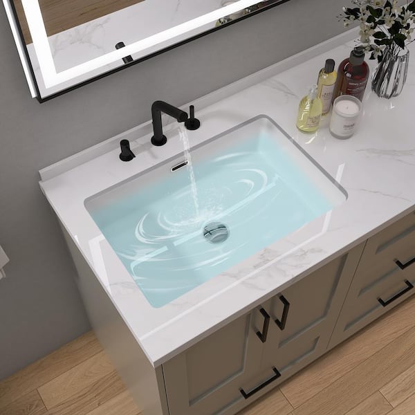 Zeafive 24 in. Undermount Rectangular Bathroom Sink with
