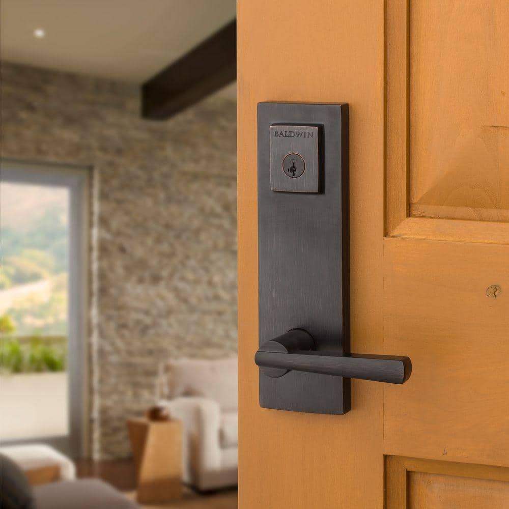 Venetian Bronze Modern Keyed Entry Door Lever with Square Rose