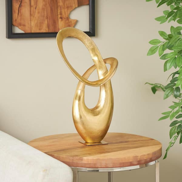 Litton Lane 5 in. x 17 in. Gold Aluminum Abstract Sculpture