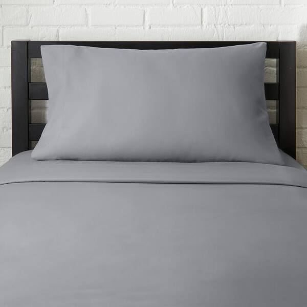 4 Pieces Bedding Set and Fitted Sheet Brushed Microfiber Duvet Cover with  Pillowcases Bed Sheet Soft Style - Dark Grey