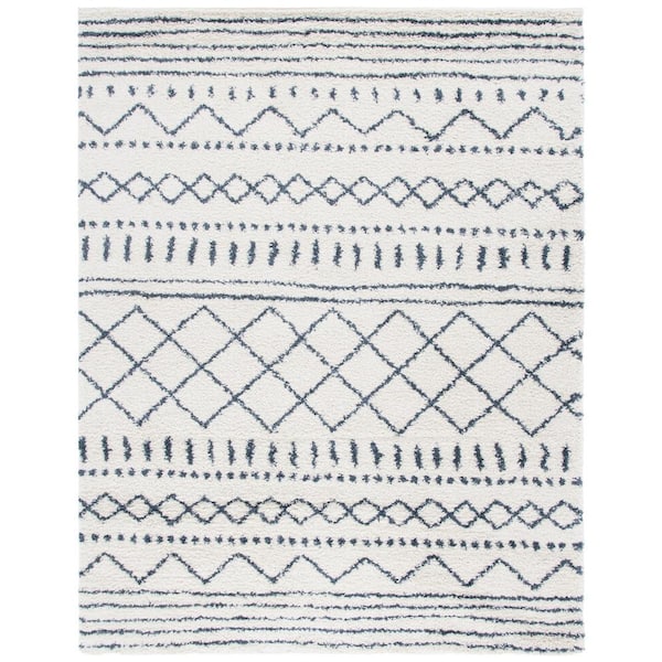 Arizona Shag Ivory/Slate 11 ft. x 15 ft. Geometric Lodge Area Rug