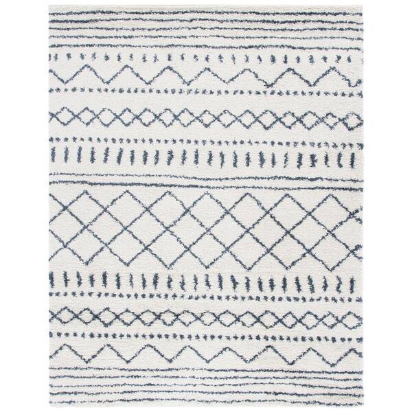 Arizona Shag Ivory/Slate 9 ft. x 12 ft. Geometric Lodge Area Rug