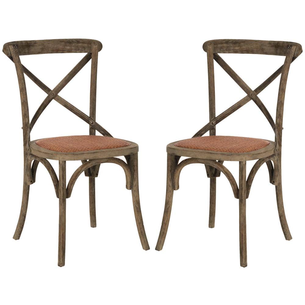 SAFAVIEH Franklin Distressed Colonial Walnut XBack Dining Chair (Set
