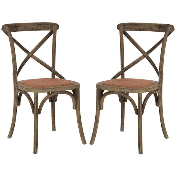 SAFAVIEH Franklin Distressed Colonial Walnut X-Back Dining Chair (Set of 2)