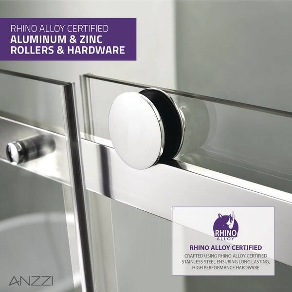 ANZZI SDHDXs 76 in. x 50-54 in. Frameless Sliding Shower Door in