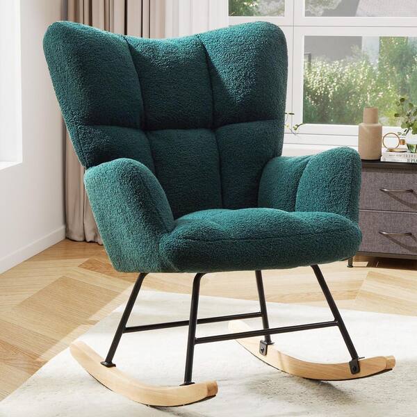 WONDER COMFORT Green Teddy Fabric Rocking Chair Nursery