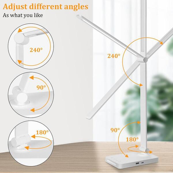 13 in. White LED Task and Reading Desk Lamp Touch Control Lamp-848