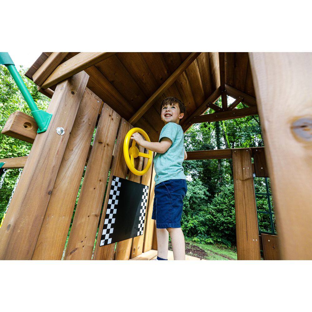 Knightsbridge Wooden Swing Set with Slides and Monkey Bars