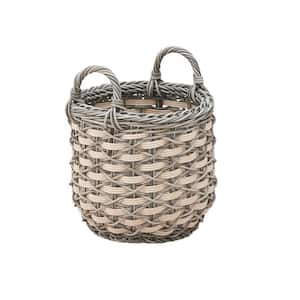 18 in. W x 18 in. D x 19.6 in. H Round Resin Woven Wicker Multi-Use Storage Basket with Handles