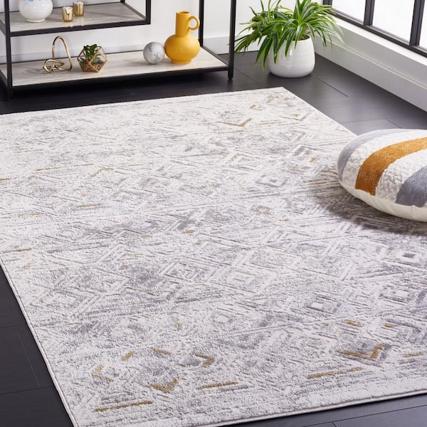 Palma 2 ft. x 4 ft. Beige/Light Gray Distressed Abstract Area Rug