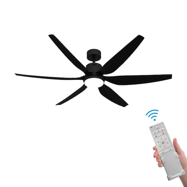 FUFU&GAGA 66 in. Indoor/Outdoor Black Ceiling Fans with Remote Control and Light Kit Integrated LED Color Changing, 6 Blades