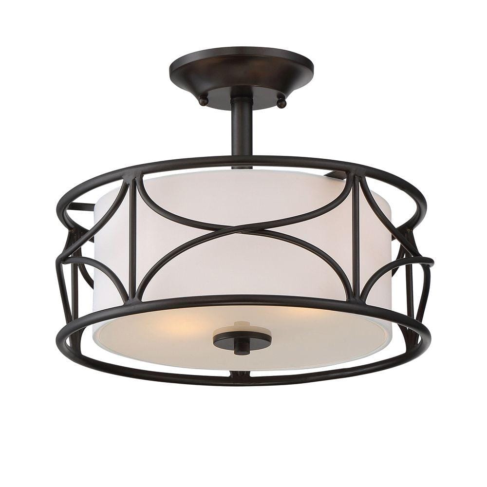 Avara 13" Bronze Glass Drum Indoor/Outdoor Ceiling Light