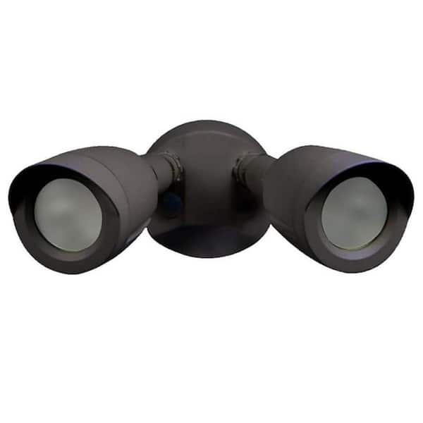 20-Watt 1900 Lumen Integrated LED Dual Bullet Head Security Outdoor Flood Lights in Bronze Finish-3000K