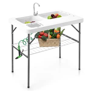 Outdoor Sink Folding Table 40 inch with Faucet Portable Folding