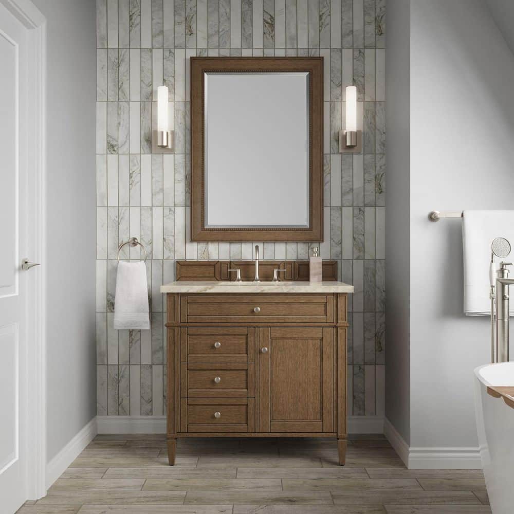 Brittany 36.0 in. Single Bath Vanity in Saddle Brown with Tajnar Engineered Composite Top price history on PriceWatchPro