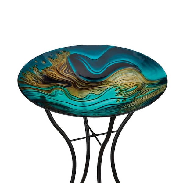 Regal Art & Gift 18 in. Birdbath with Stand-Swirl Green