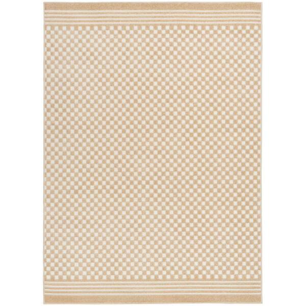 Nourison Casual Taupe 4 ft. x 6 ft. Checker Contemporary Area Rug ...