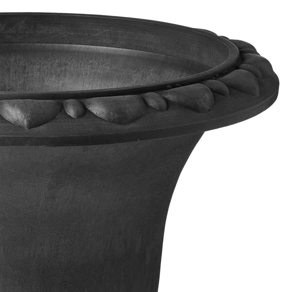 Large Black Recycled Plastic and Stone Urn Planter