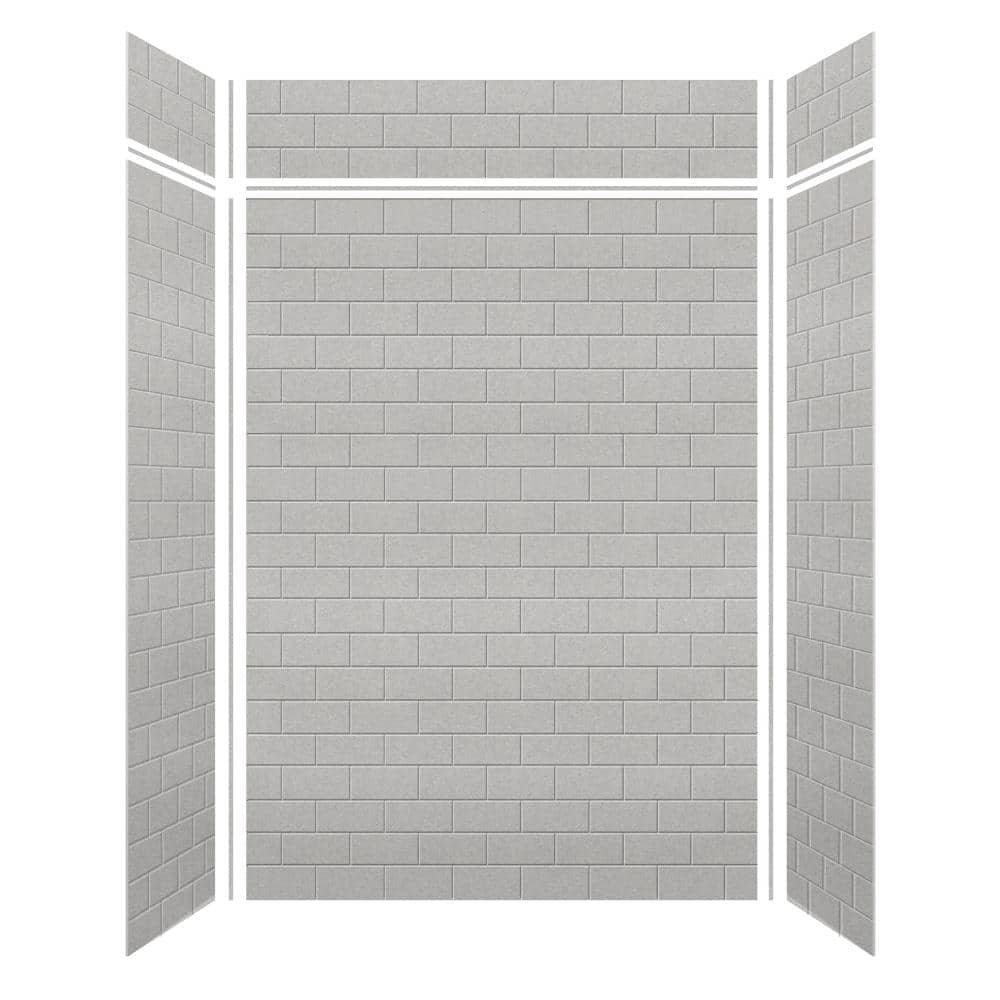 Saramar Gray Subway Tile Alcove Shower Wall Kit