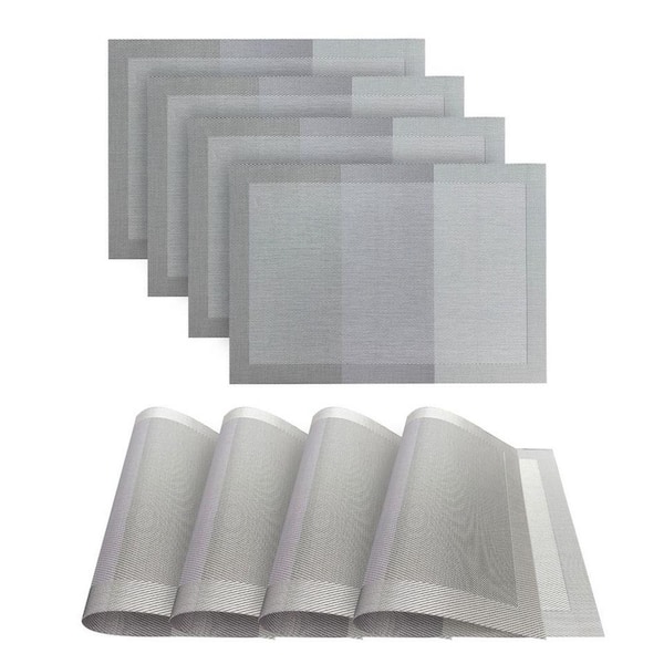 Dainty Home Moderna 13 in. x 19 in. Silver Woven Polyester Placemat (Set of 4)