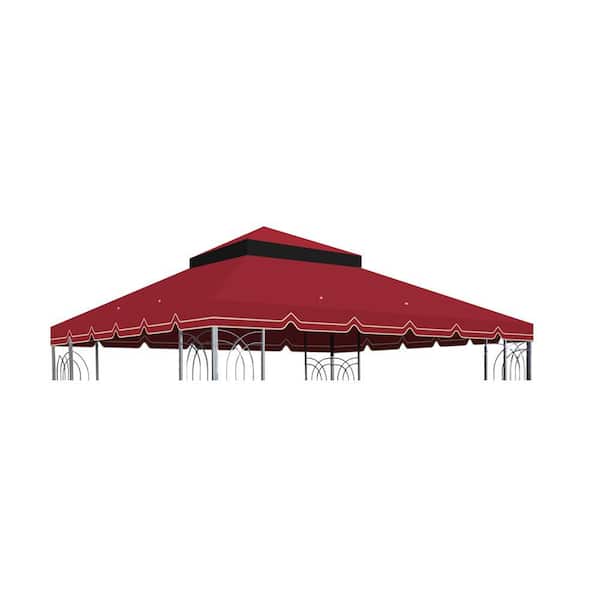 Unbranded Replacement Canopy Cover Only, 10 x 10 ft. Patio Double Tiered Gazebo Canopy Top Fabric (Frame Not Include), Red