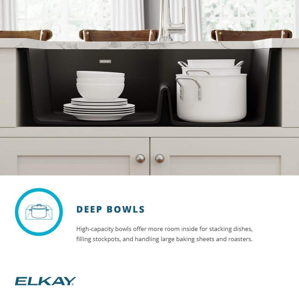 Greystone Quartz 33" Double Bowl Undermount Kitchen Sink