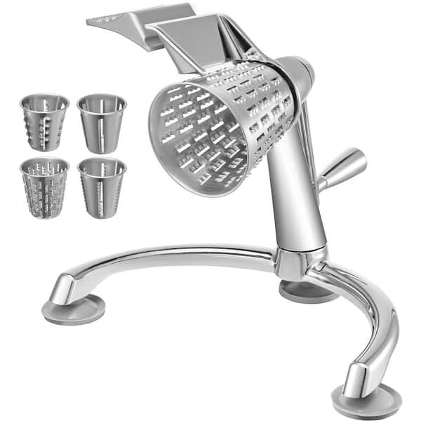 Rotary Cheese Grater, Zinc Alloy Vegetable Mandoline with 5 Stainless Steel Cutting Cones, Cheese Grater for Kitchen