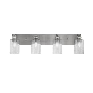 Albany 31.25 in. 4-Light Brushed Nickel Vanity Light with Smoke Bubble Glass Shades