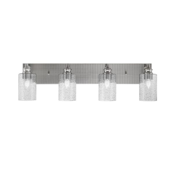 Unbranded Albany 31.25 in. 4-Light Brushed Nickel Vanity Light with Smoke Bubble Glass Shades