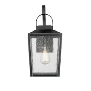 Devens 1-Light 8 in. Powder Coated Black Outdoor with Clear Seeded Glass