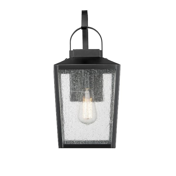 Millennium Lighting Devens 1-Light 8 in. Powder Coated Black Outdoor with Clear Seeded Glass