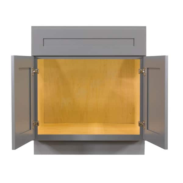 Lancaster Gray Plywood Shaker Stock Assembled Sink Base Kitchen Cabinet 30 in. W x 34.5 in. H x 24 in. D