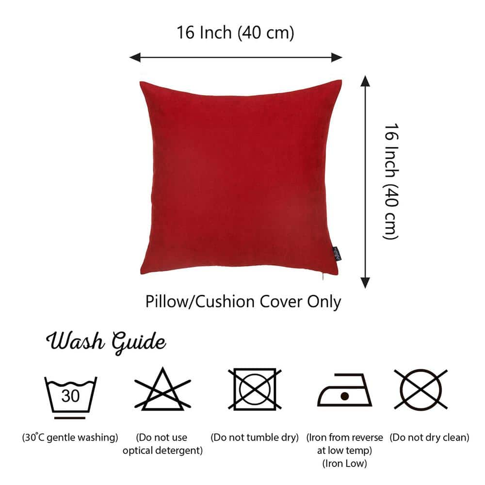 Red Polyester Euro Square Decorative Pillow Covers Set of 4
