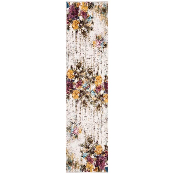 Aria 2 ft. x 12 ft. Cream/Olive Abstract Runner Rug