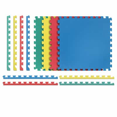 Hey! Play! Multi-Colored 12.5 in. x 12.5 in. x 0.25 in. Interlocking EVA Foam Animal Puzzle Floor Tile (16-Pack)