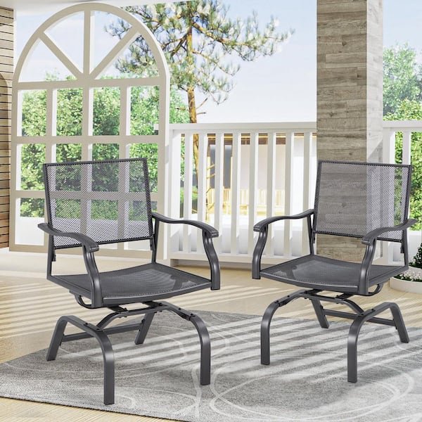 AECOJOY Outdoor Patio Rocking Dining Chairs Set of 2, Outdoor Furniture Metal Frame Rocker Chair