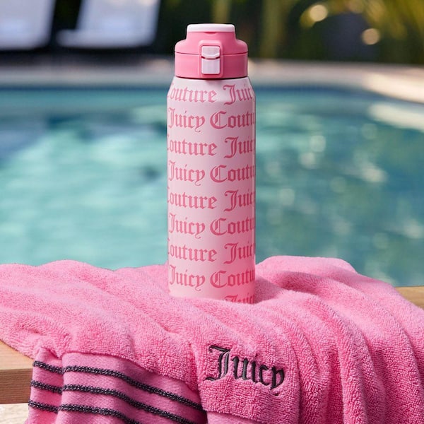 JUICY COUTURE Glam Getaway 32 oz. Pink Couture Stainless Steel 